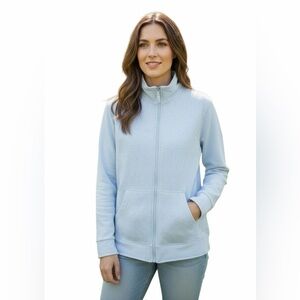 Oleg Cassini Sport Light Blue Embroidered Zip-Up Cotton Jacket Sz M